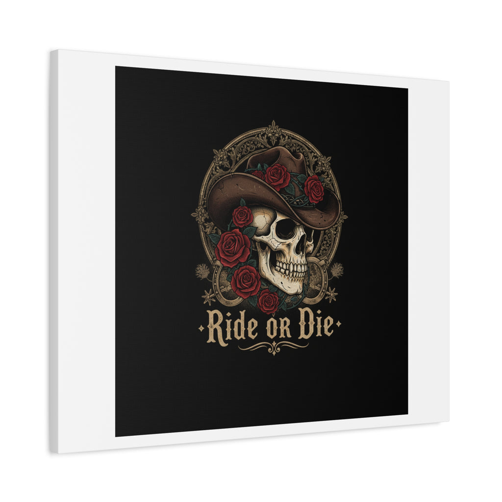Ride or Die Skull Canvas | Western Skull Art, Gothic Americana