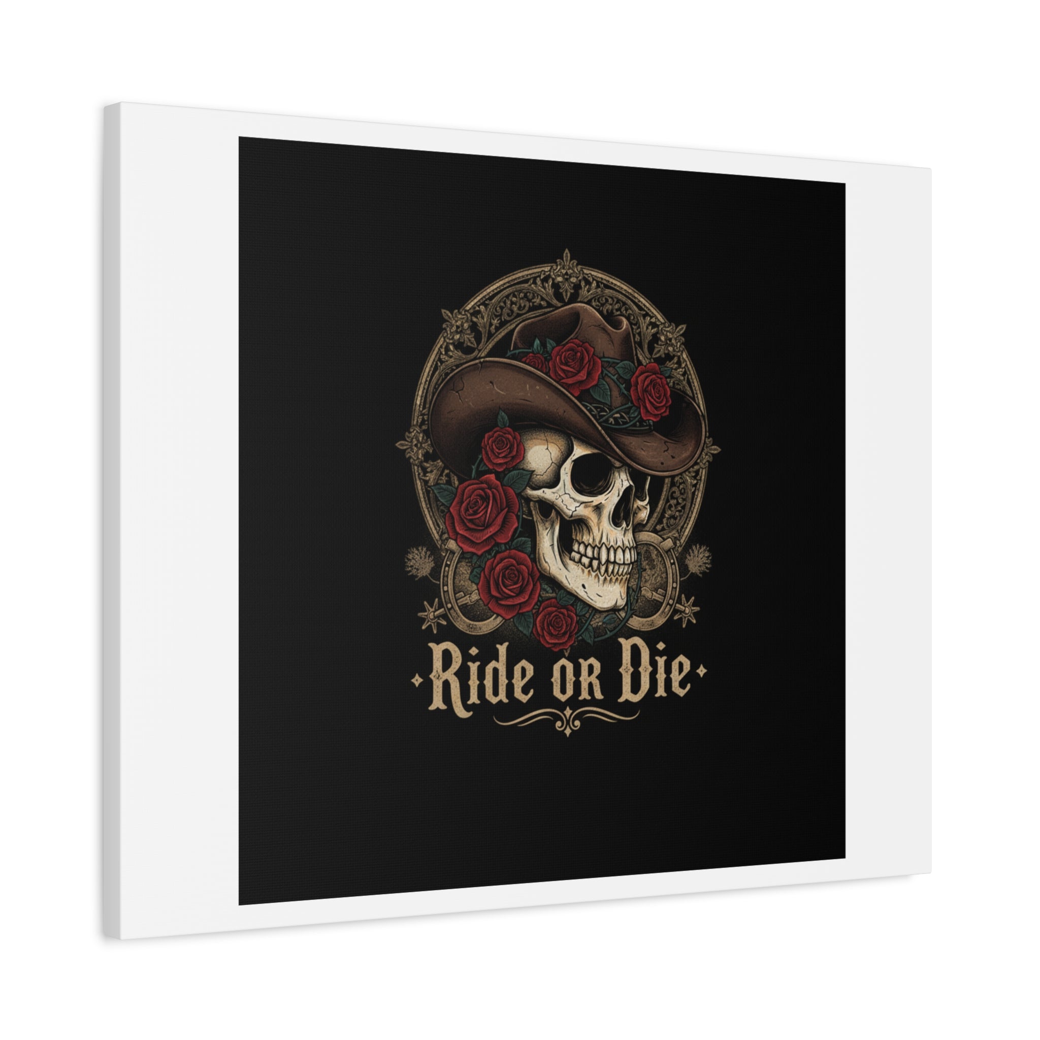 Ride or Die Skull Canvas | Western Skull Art, Gothic Americana