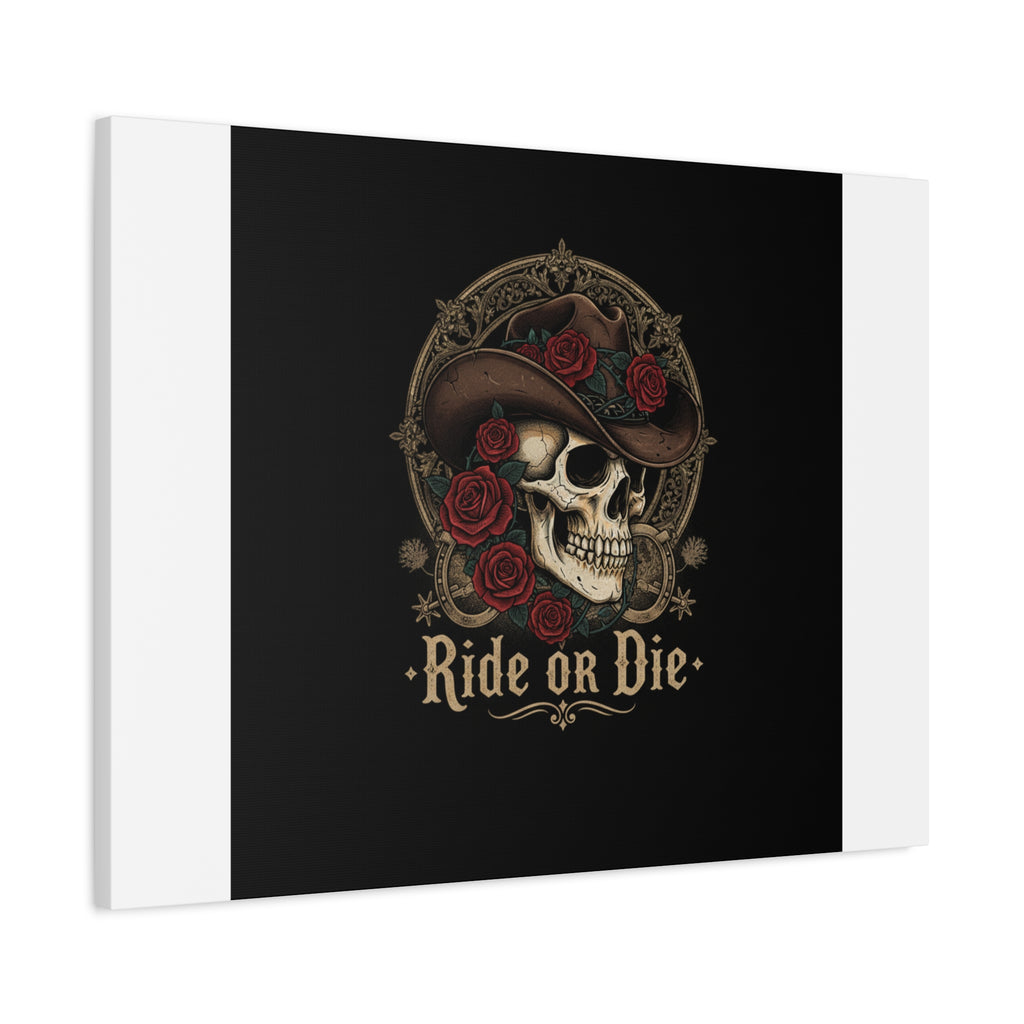 Ride or Die Skull Canvas | Western Skull Art, Gothic Americana