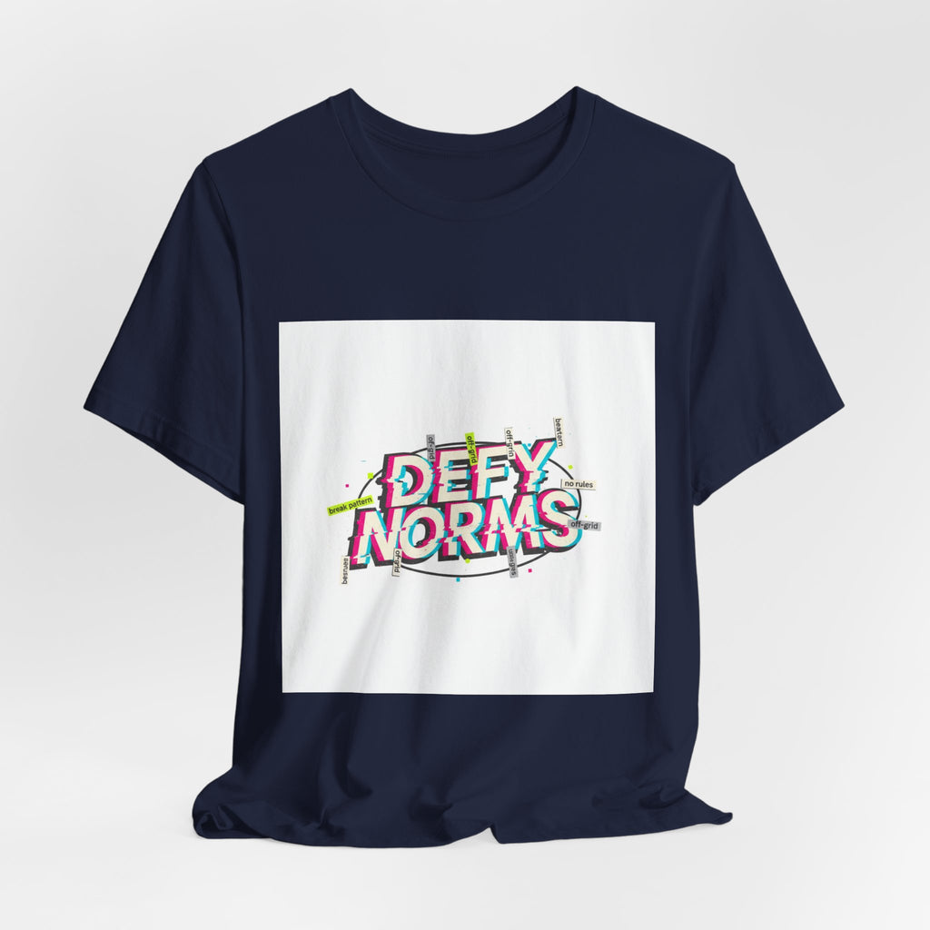 Defy Norms glitch font tee | anti-aesthetic, chaotic design shirt