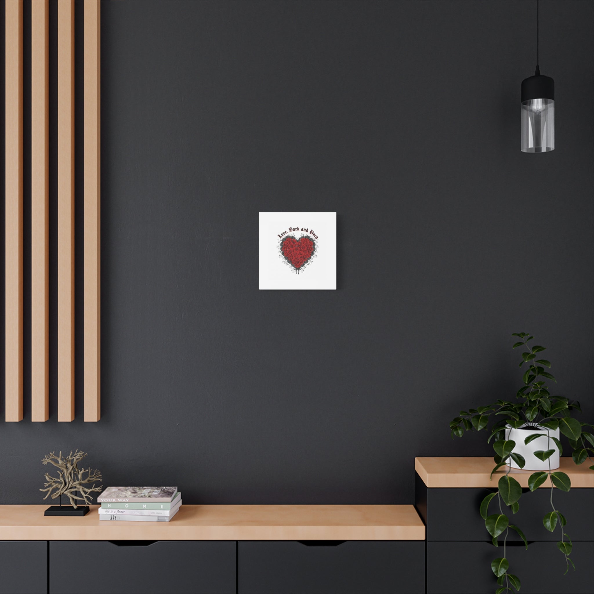 Love Dark and Deep Heart Canvas, Nu Romantic Gothic Romance, 80s Nostalgia