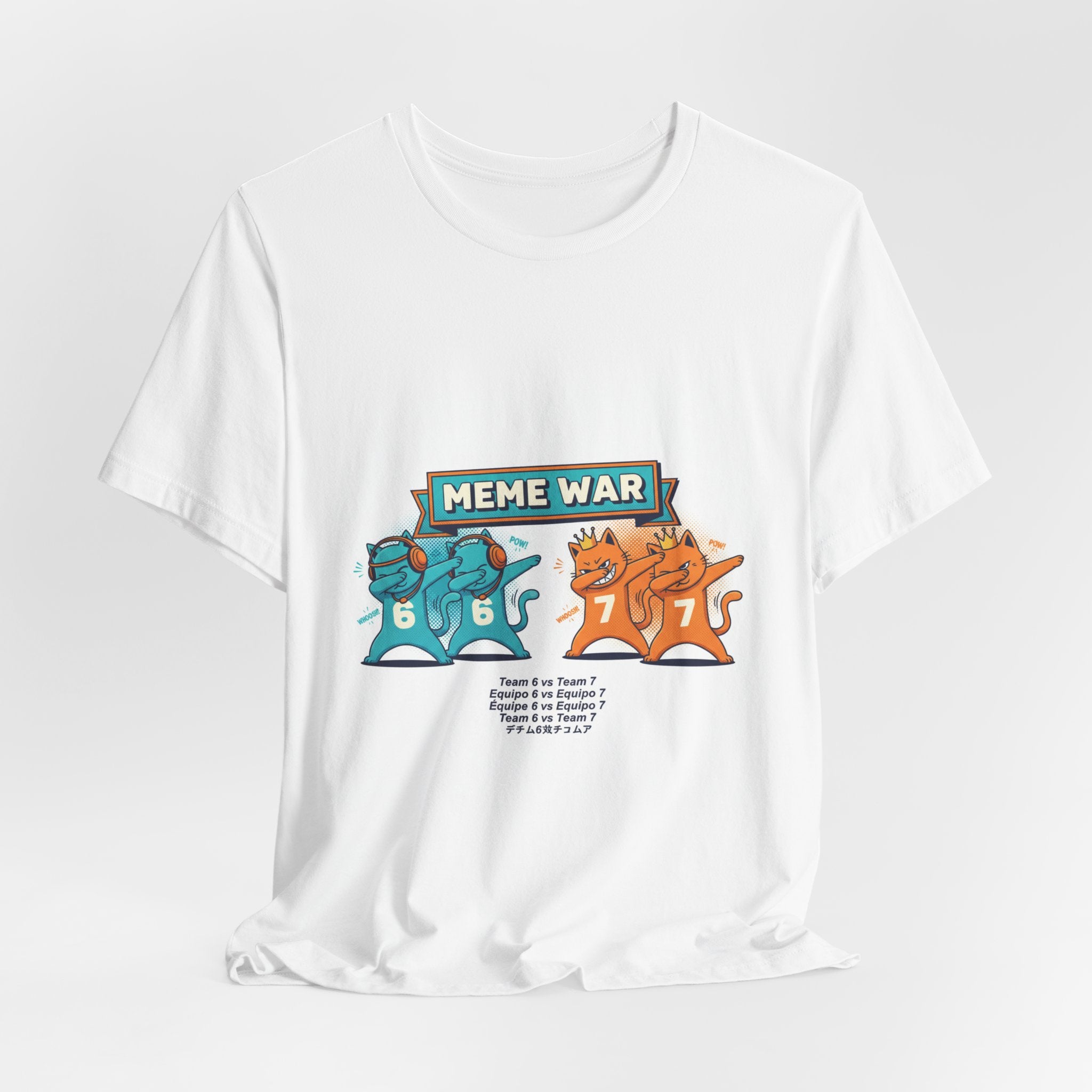 Meme War Cats Dabbing T-Shirt — Six vs. Seven Funny Graphic Tee