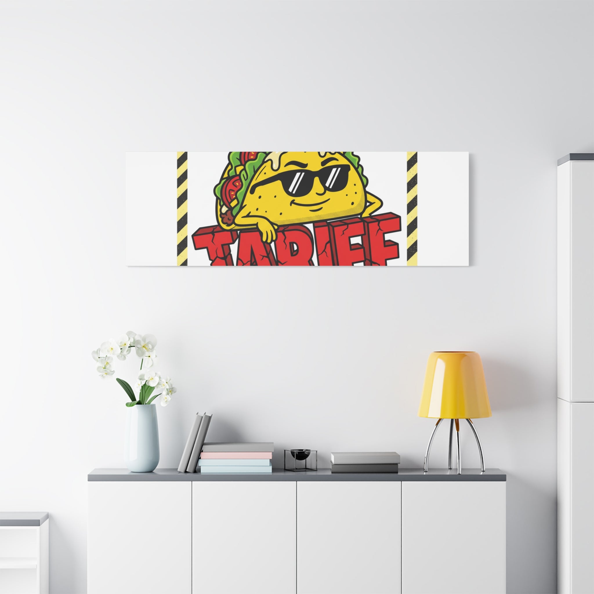 No Taco Tariffs Canvas | political taco pun, tariff backtrack protest typography
