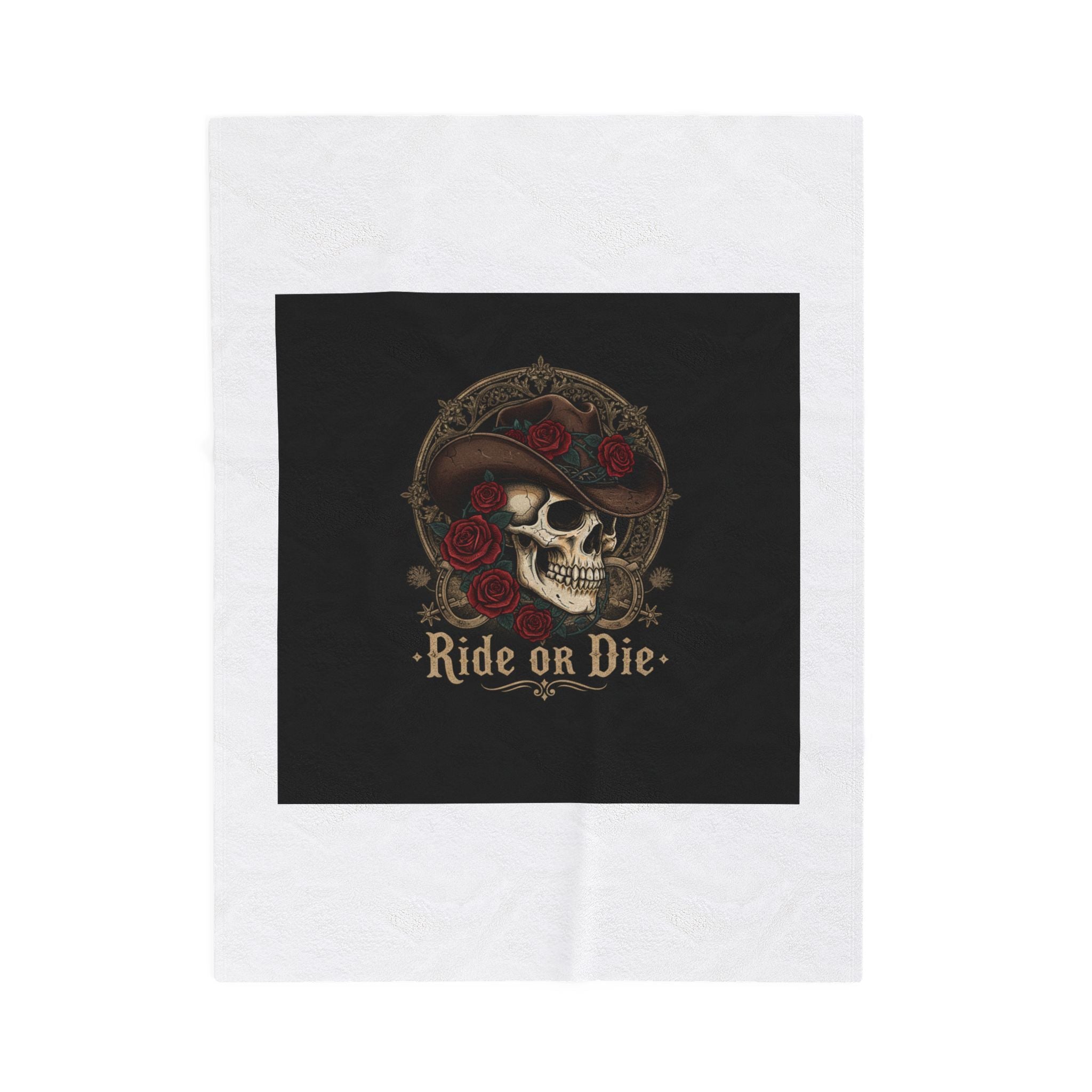 Ride or Die Skull Blanket | Western-Gothic, cowboy skull art, gothic Americana
