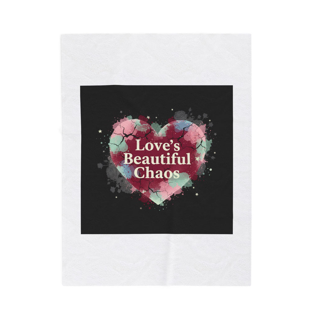 Love's Beautiful Chaos Velveteen Blanket | Soft Grunge Hearts, Distressed Heart Collage