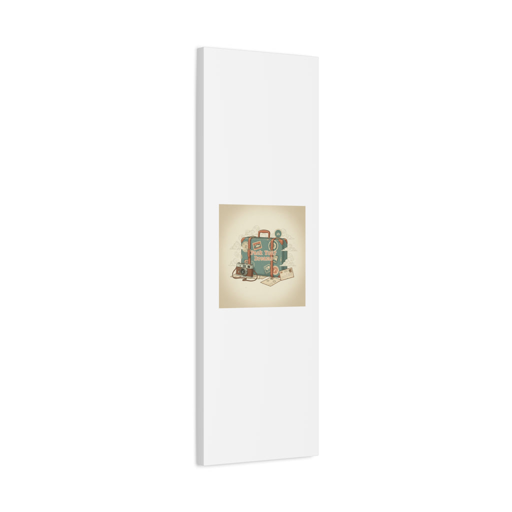 Pack Your Dreams Canvas | Retro Travel Postcard, Wanderlust Passport Stamp Art