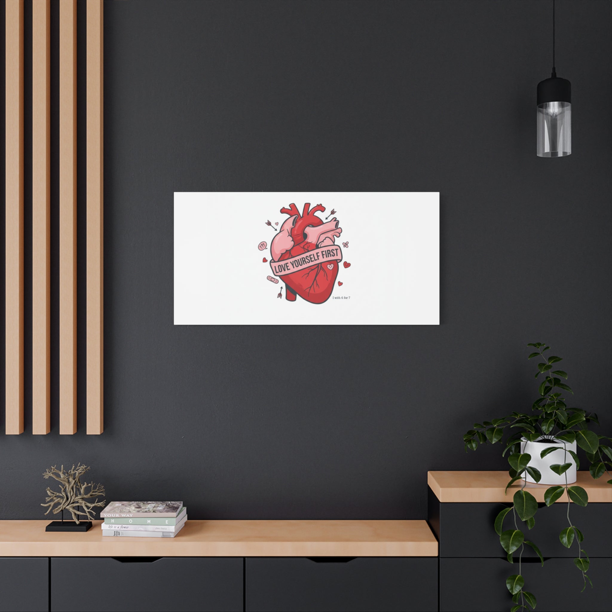 Love Yourself First Canvas, Hearts-with-a-Twist, Anti-Valentine Art