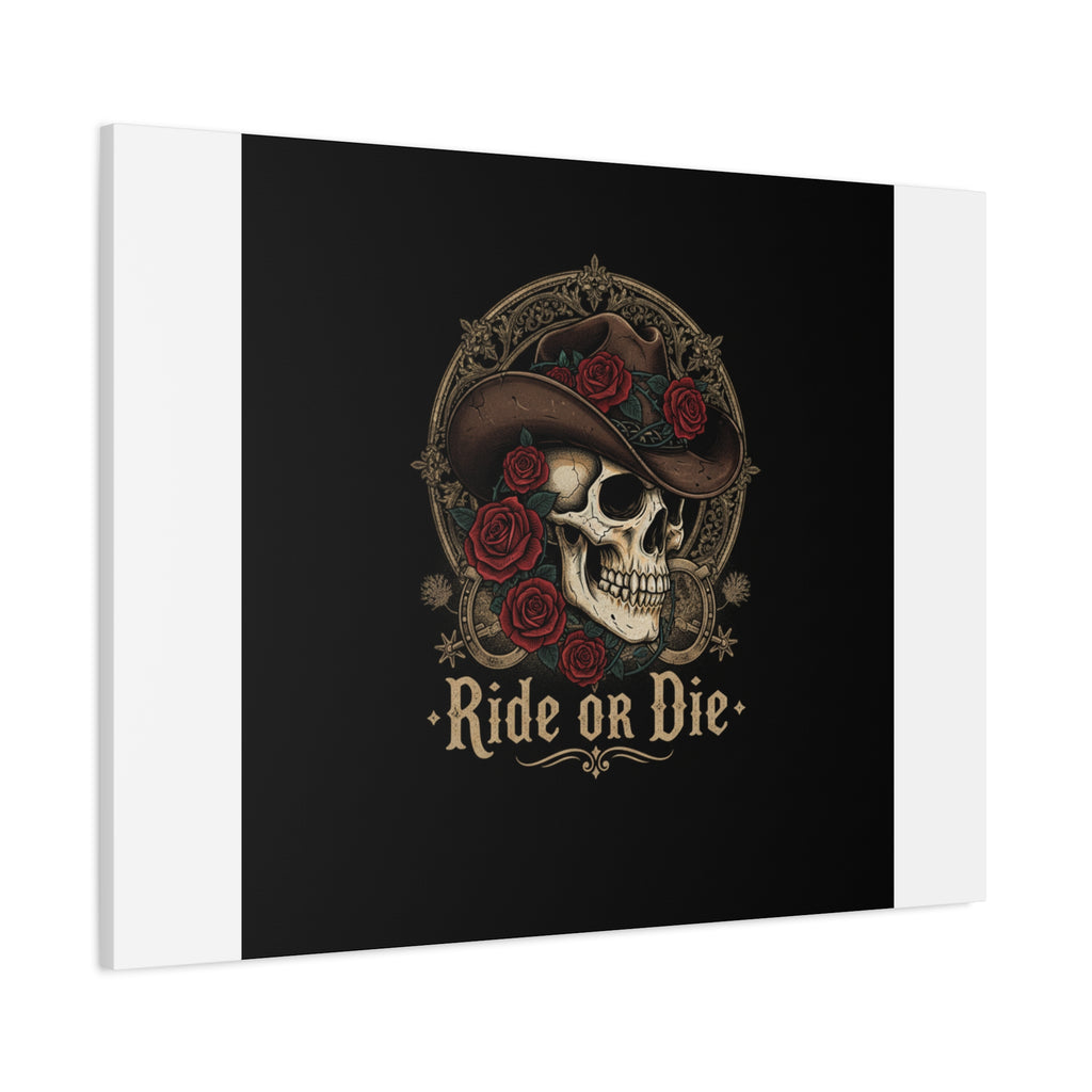 Ride or Die Skull Canvas | Western Skull Art, Gothic Americana