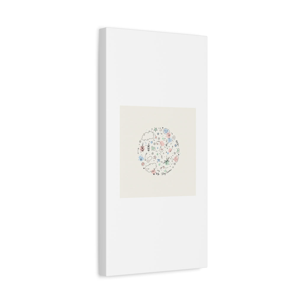 Doodle Circle Line Drawing Matte Canvas, Hand-Drawn Sketch Art