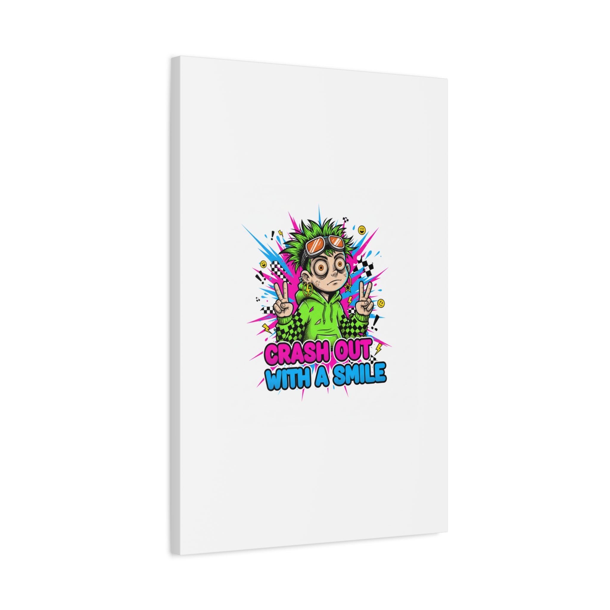 Crash Out With a Smile Canvas Print | Neon Skate Graffiti, Meme Meltdown Art