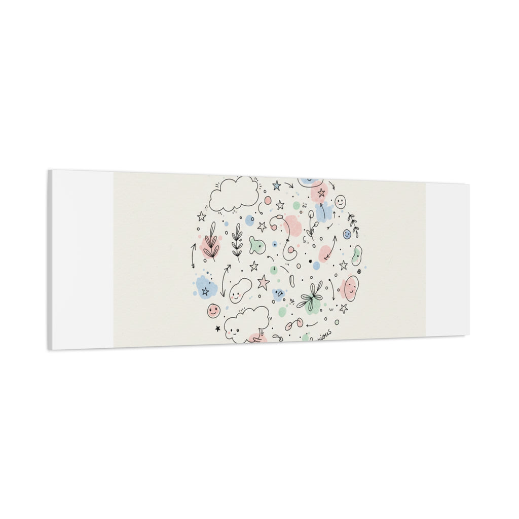 Doodle Circle Line Drawing Matte Canvas, Hand-Drawn Sketch Art