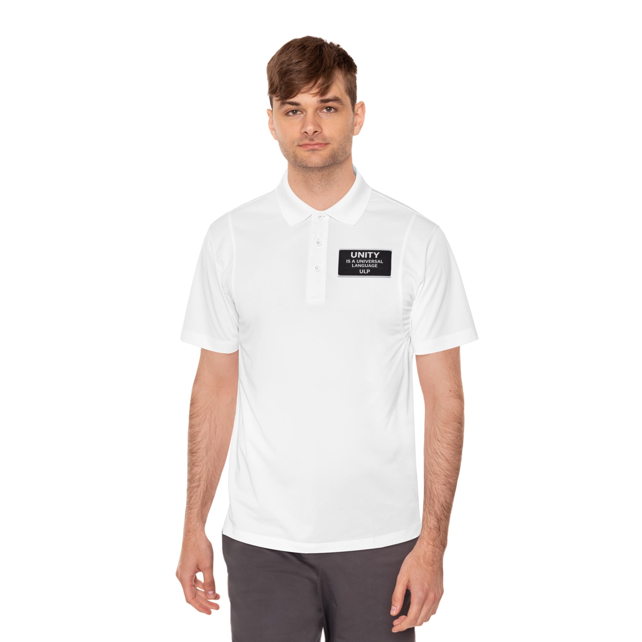 Unity & Strength Men’s Sport Polo — Small “UNITY” Patch Chest Logo