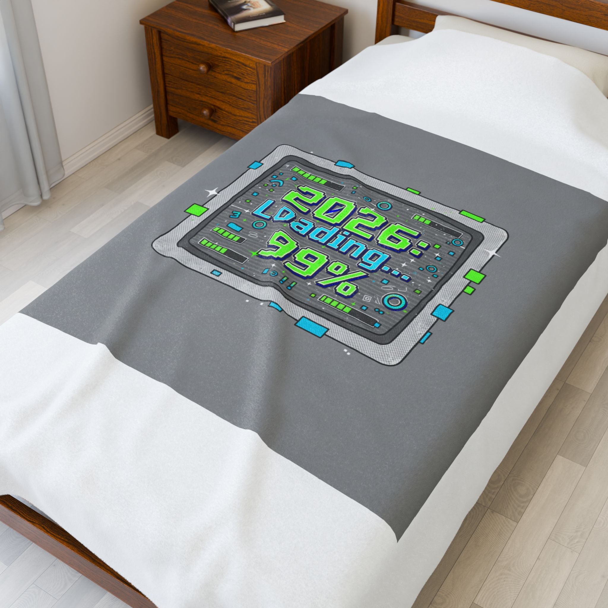 2026 Loading 99% Blanket | NYE countdown, retro system interface