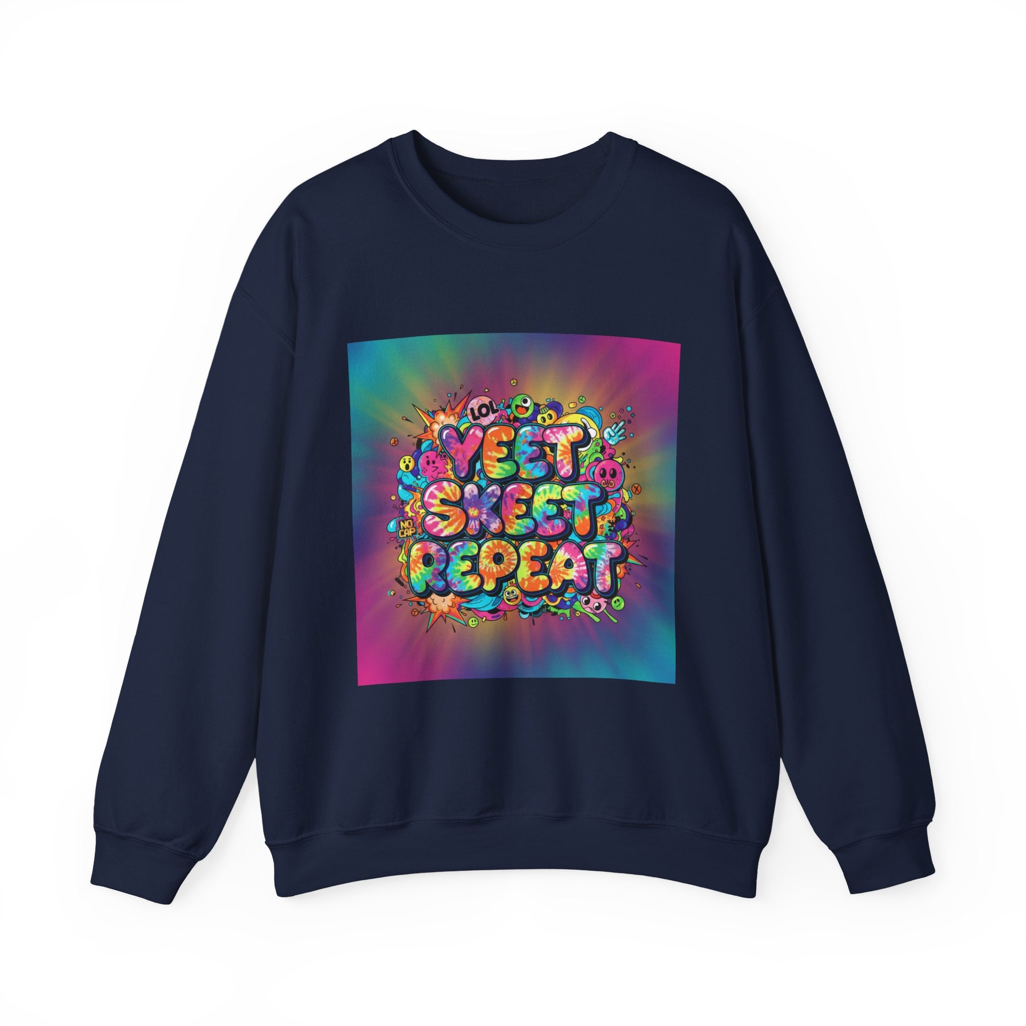 Yeet Sleep Repeat Sweatshirt | meme phrase, glitch graphic