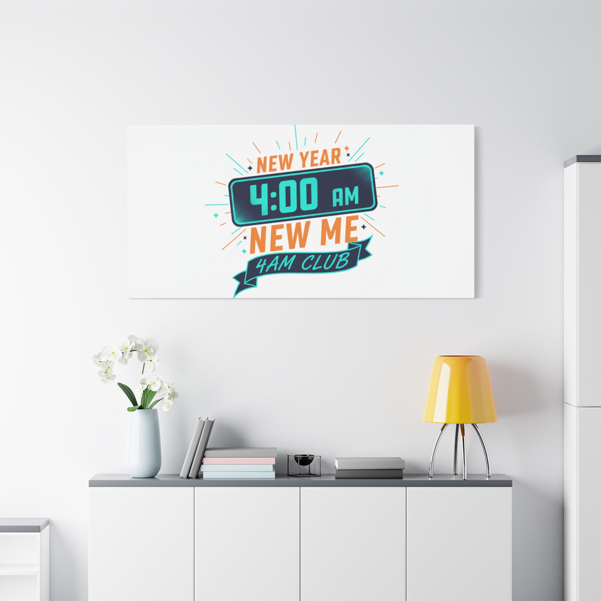 4AM Club New Year Graphic Canvas | Holiday Party Novelty, Festive New Year Decor