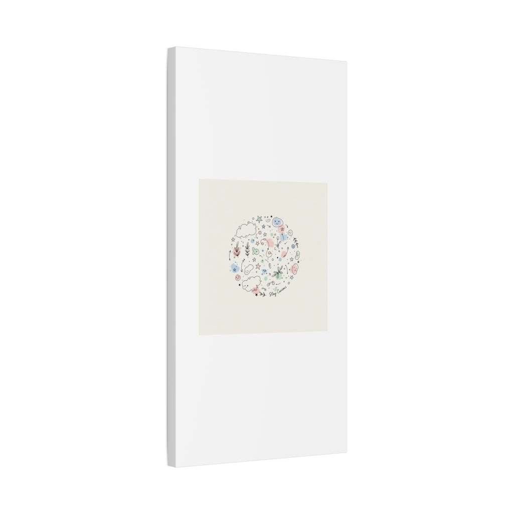 Doodle Circle Line Drawing Matte Canvas, Hand-Drawn Sketch Art