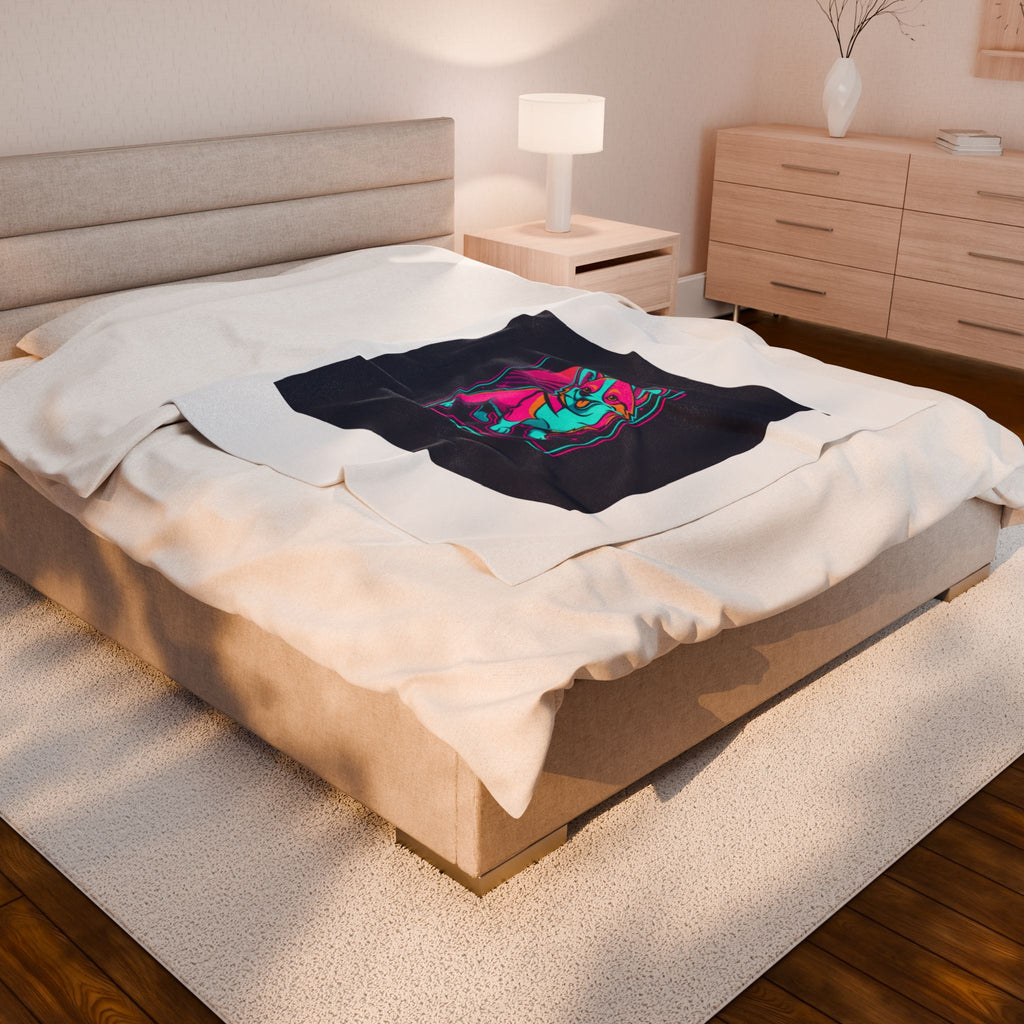 Neon Corgi Illustration Velveteen Blanket | Friendship Valentine, Platonic Love