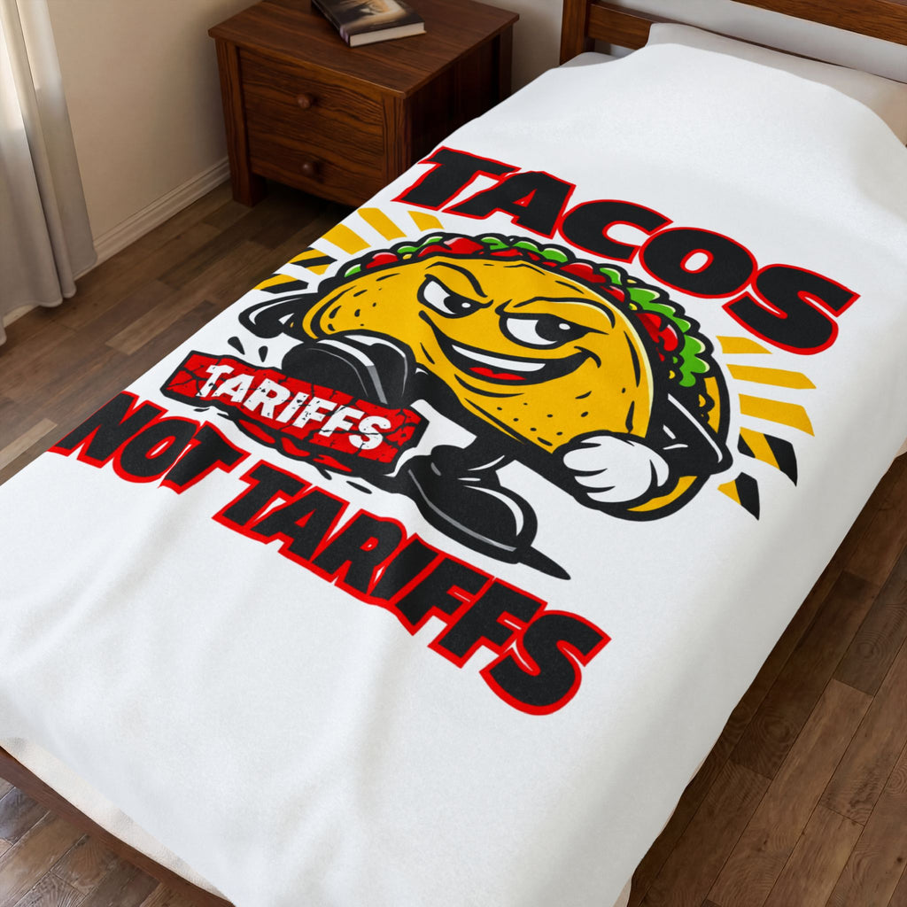 Tacos Not Tariffs Blanket | taco pun, protest typography