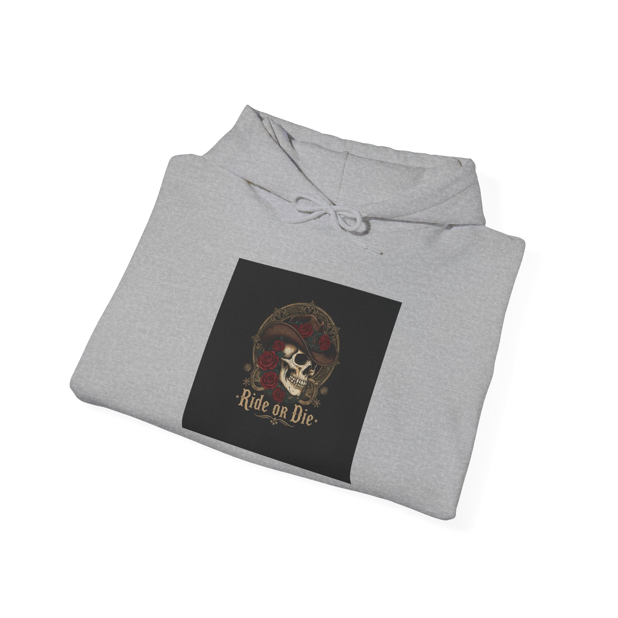 Ride or Die Skull, Hoodie | western skull art, gothic Americana