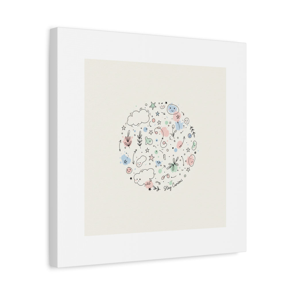 Doodle Circle Line Drawing Matte Canvas, Hand-Drawn Sketch Art
