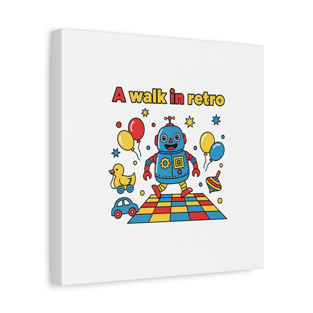 Retro Toy Robot Canvas | Throwback Kid, Primary Color Nostalgia