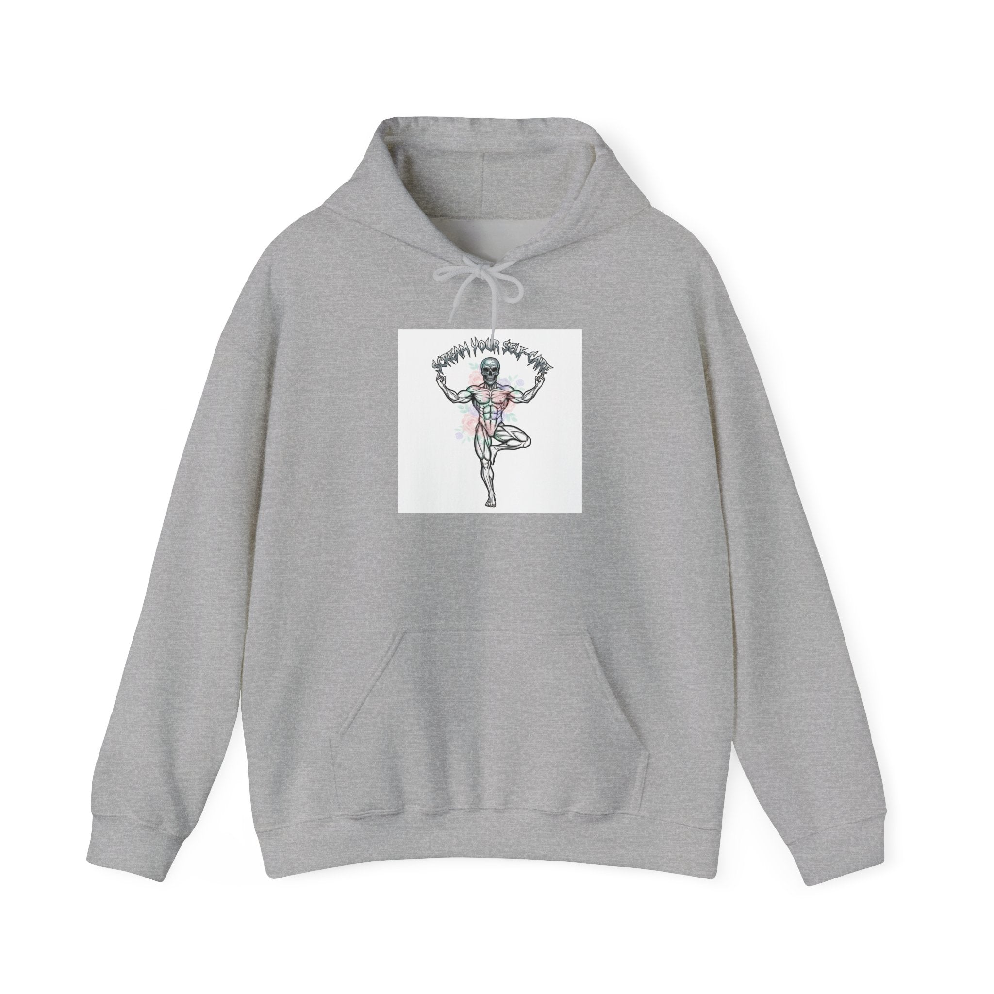 Loud Self-Care Metal Font Hoodie | gothic wellness quote, edgy self-care merch