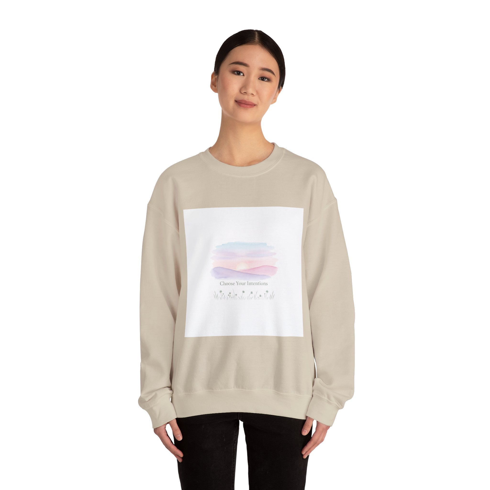 Choose Your Intentions Sweatshirt | mindful goal shirt, gentle resolution art