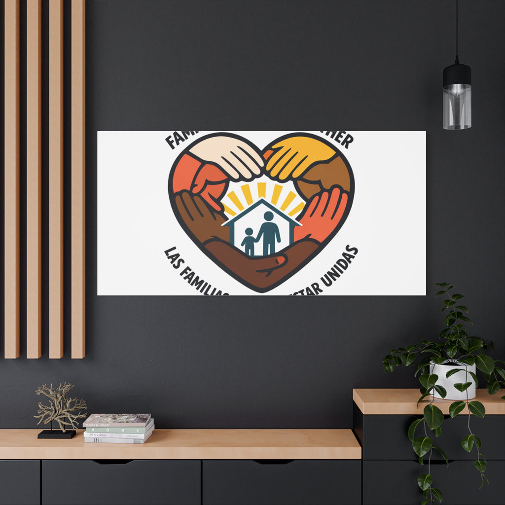 Families Belong Together Canvas, family unity solidarity, bilingual inclusive decor