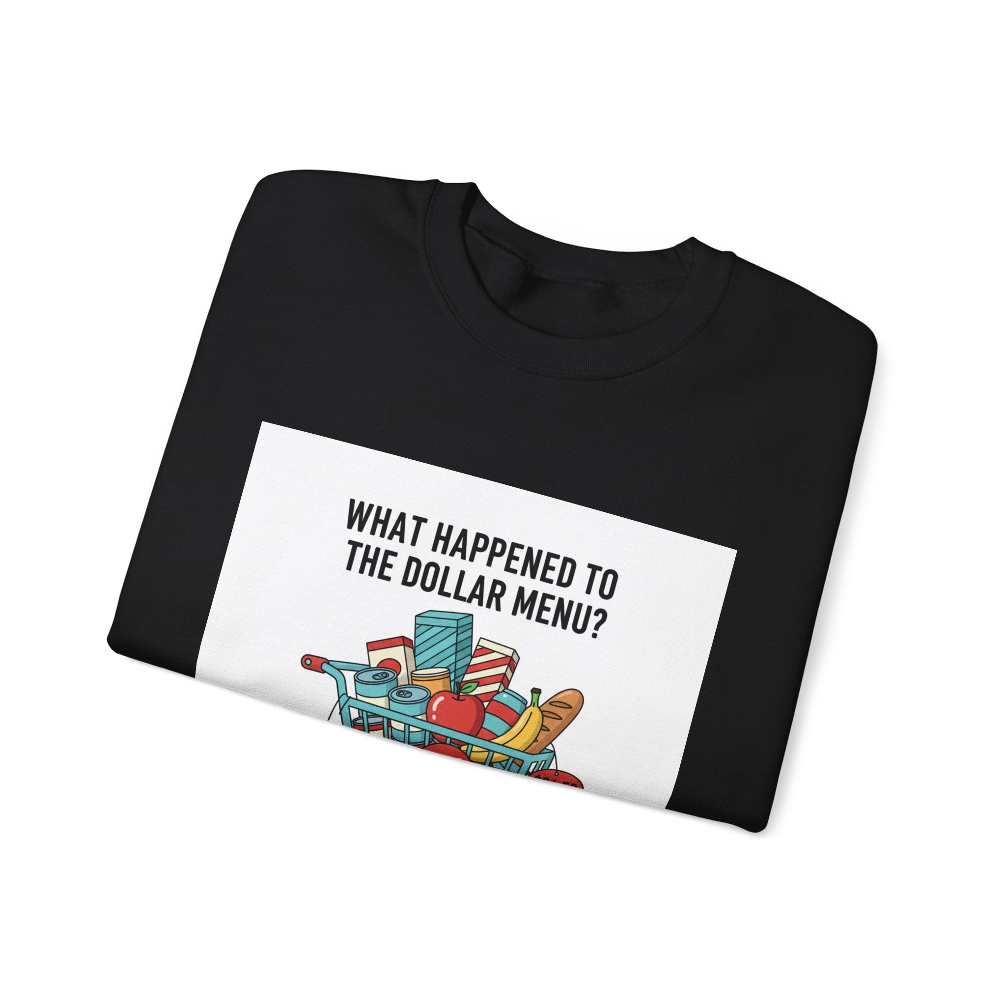What Happened to the Dollar Menu? Sweatshirt | Grocery Prices Meme, Budget Humor