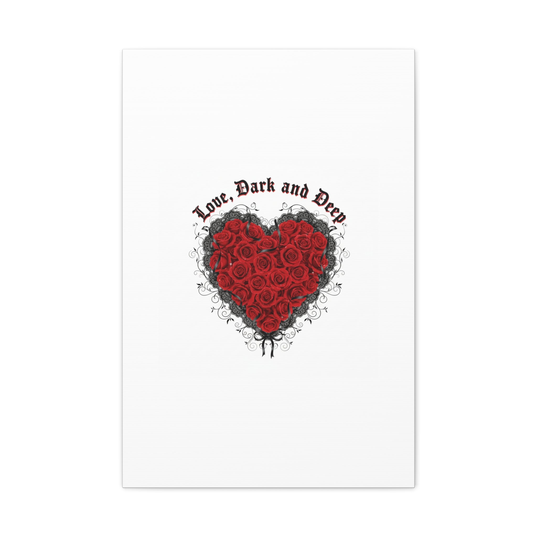 Love Dark and Deep Heart Canvas, Nu Romantic Gothic Romance, 80s Nostalgia