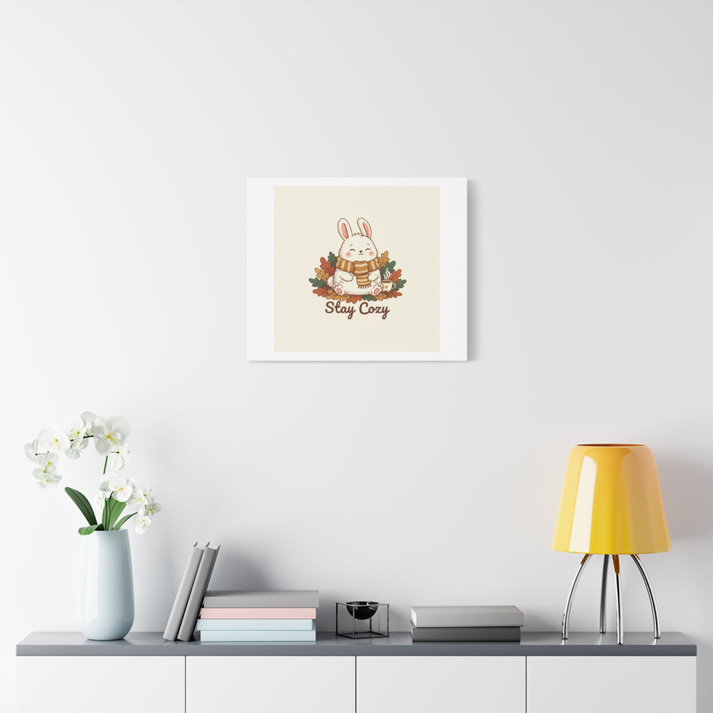 Cozy Bunny Illustration Canvas | Cute Critter Winter Forest Art