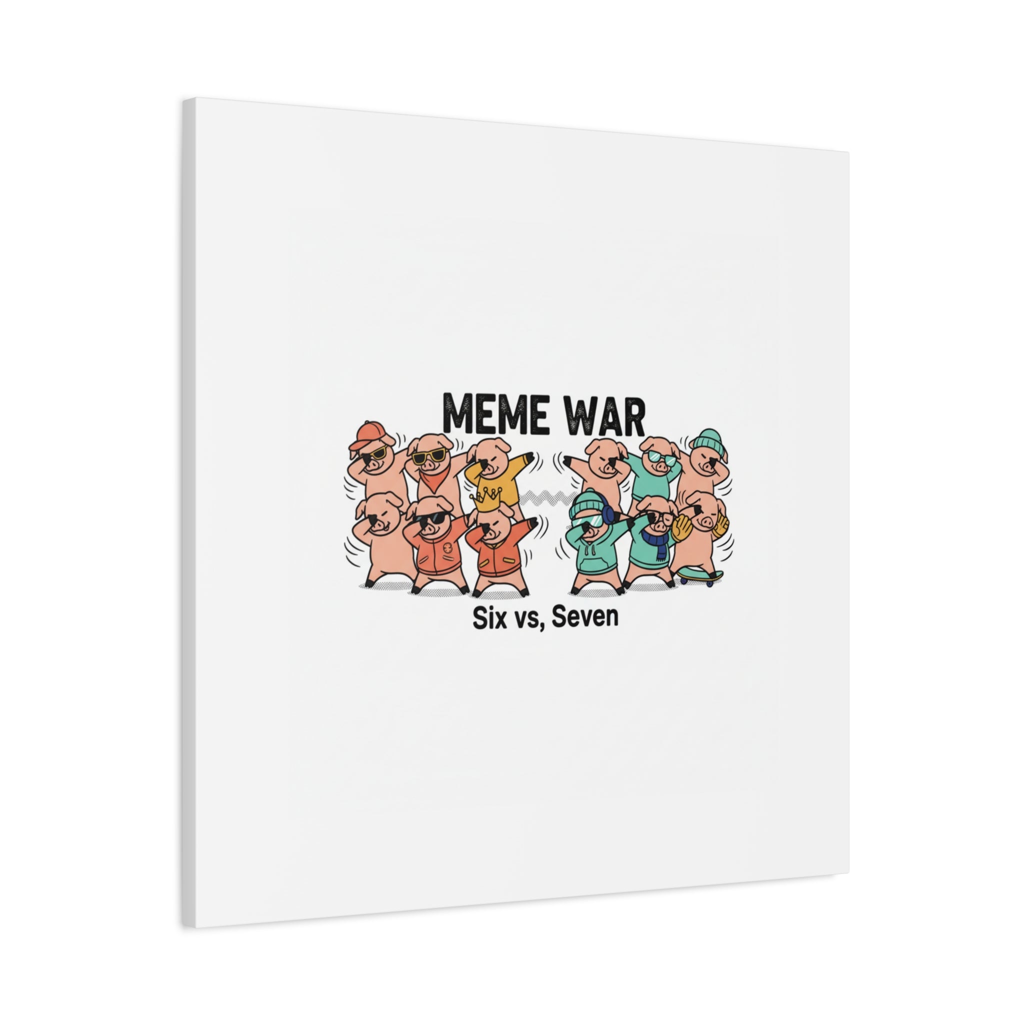 Meme War: Six vs. Seven Canvas Wall Art