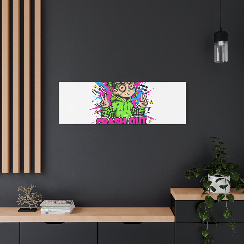 Crash Out With a Smile Canvas Print | Neon Skate Graffiti, Meme Meltdown Art