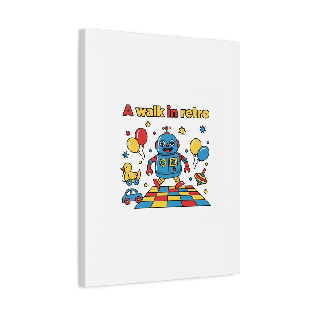 Retro Toy Robot Canvas | Throwback Kid, Primary Color Nostalgia