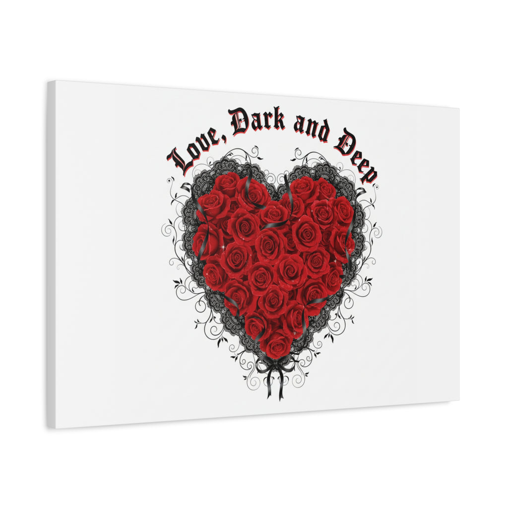 Love Dark and Deep Heart Canvas, Nu Romantic Gothic Romance, 80s Nostalgia