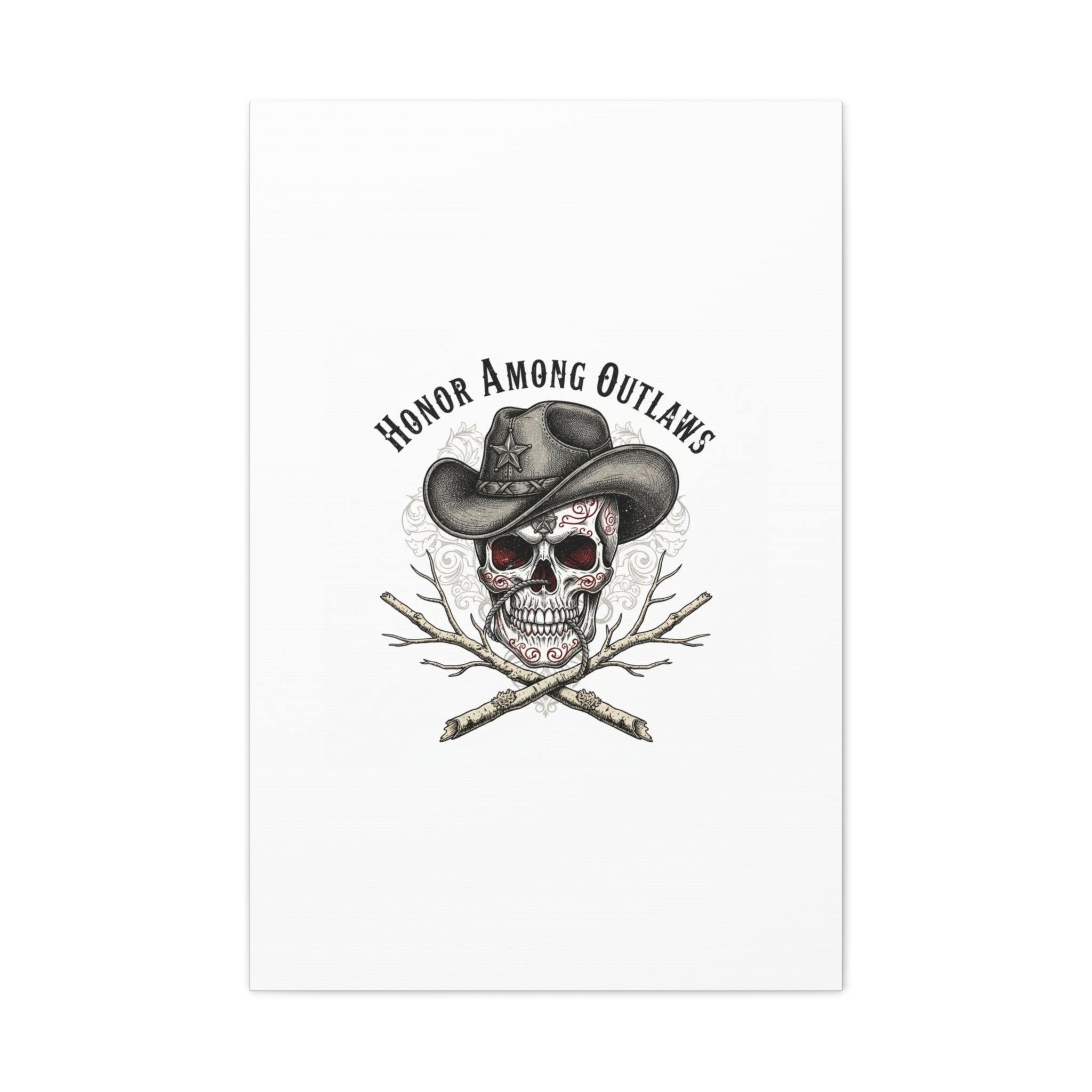 Honor Among Outlaws Canvas | Western Skull Art, Gothic Americana Desert Noir