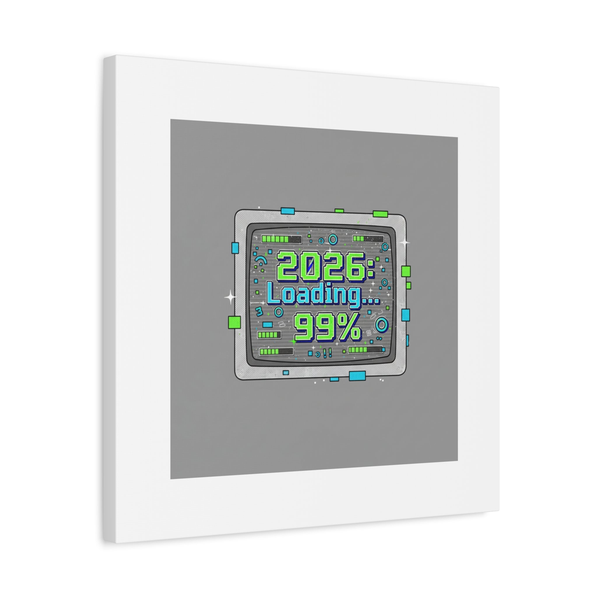 2026 Loading 99% Canvas | NYE countdown, retro system interface
