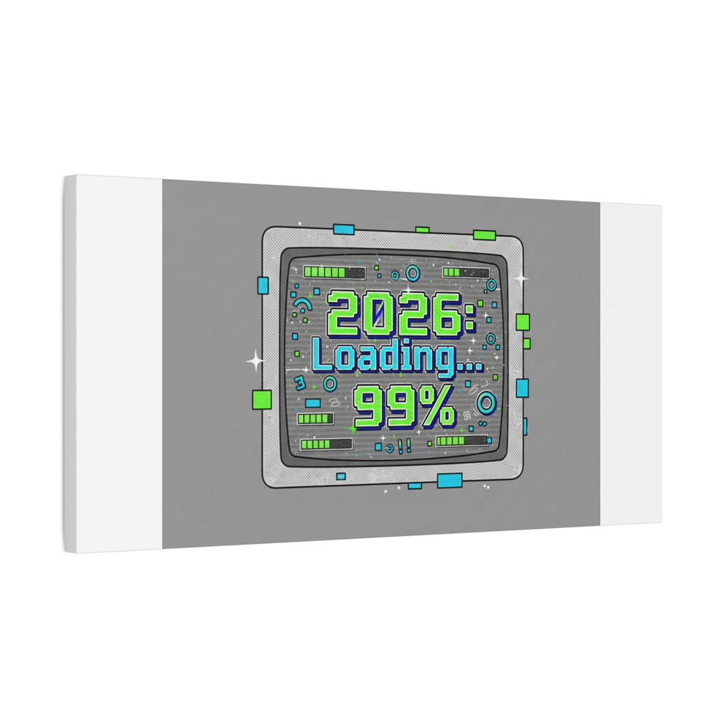 2026 Loading 99% Canvas | NYE countdown, retro system interface