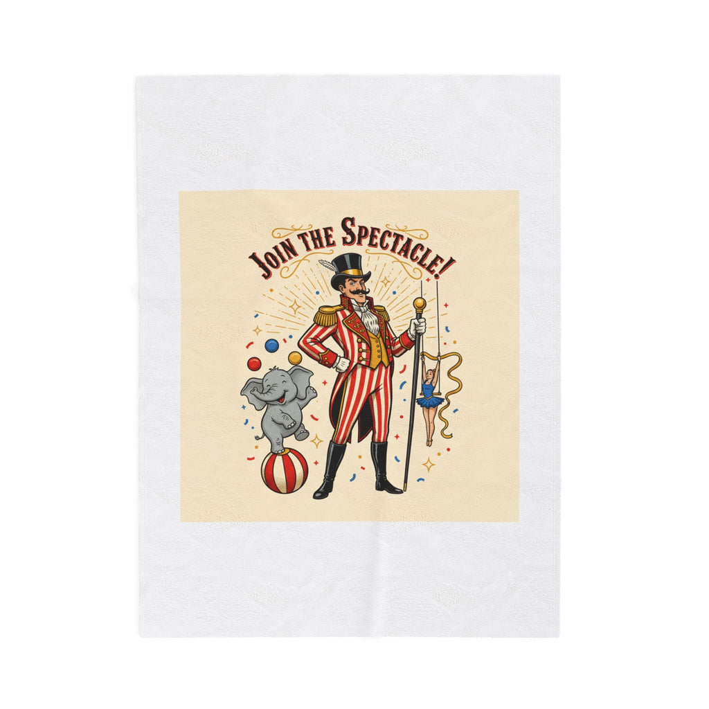 Join the Spectacle! Circus Ringmaster Velveteen Blanket | Vintage Carnival Design, Camp Circus Aesthetic