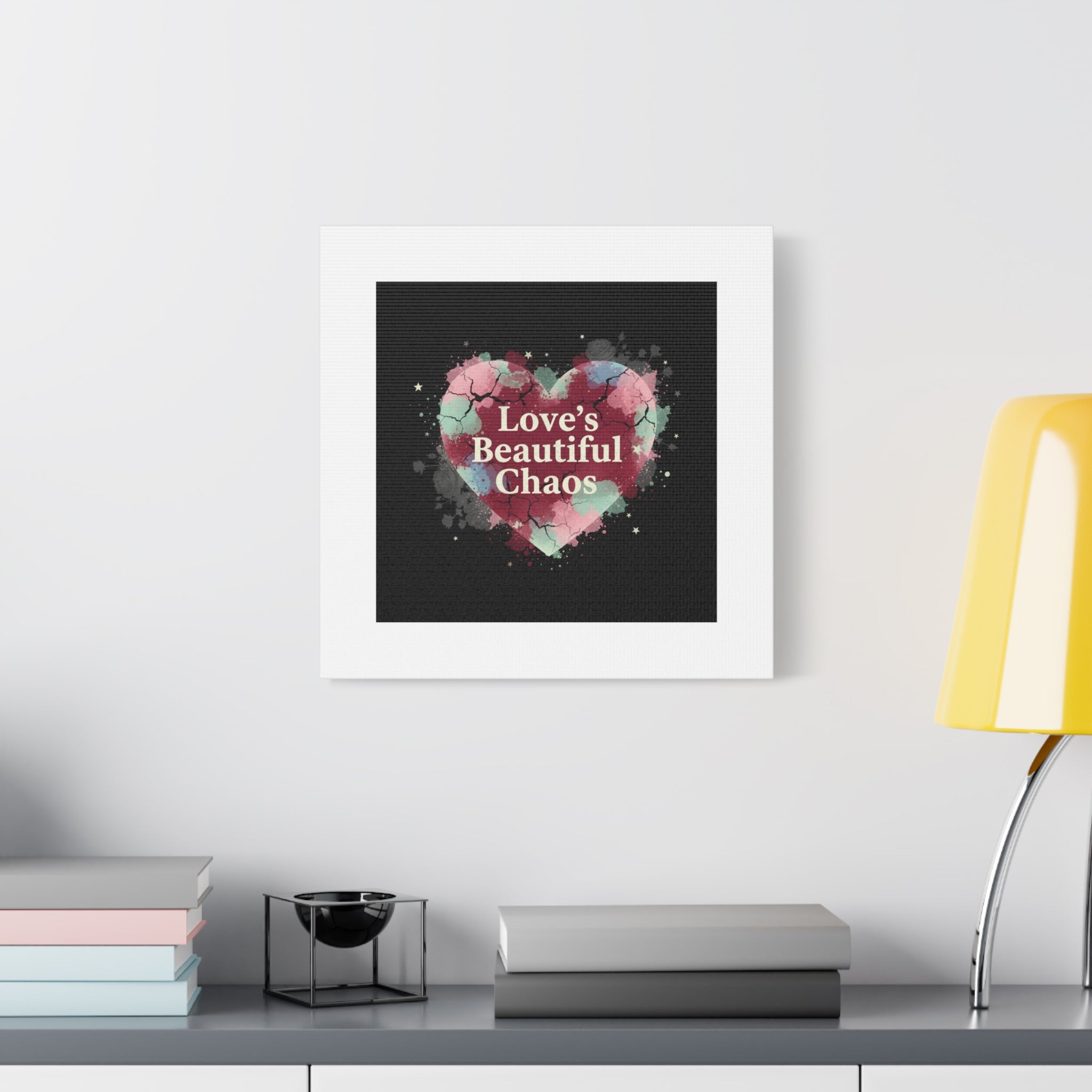 Love's Beautiful Chaos Canvas Print | Soft Grunge Hearts, Distressed Heart Art