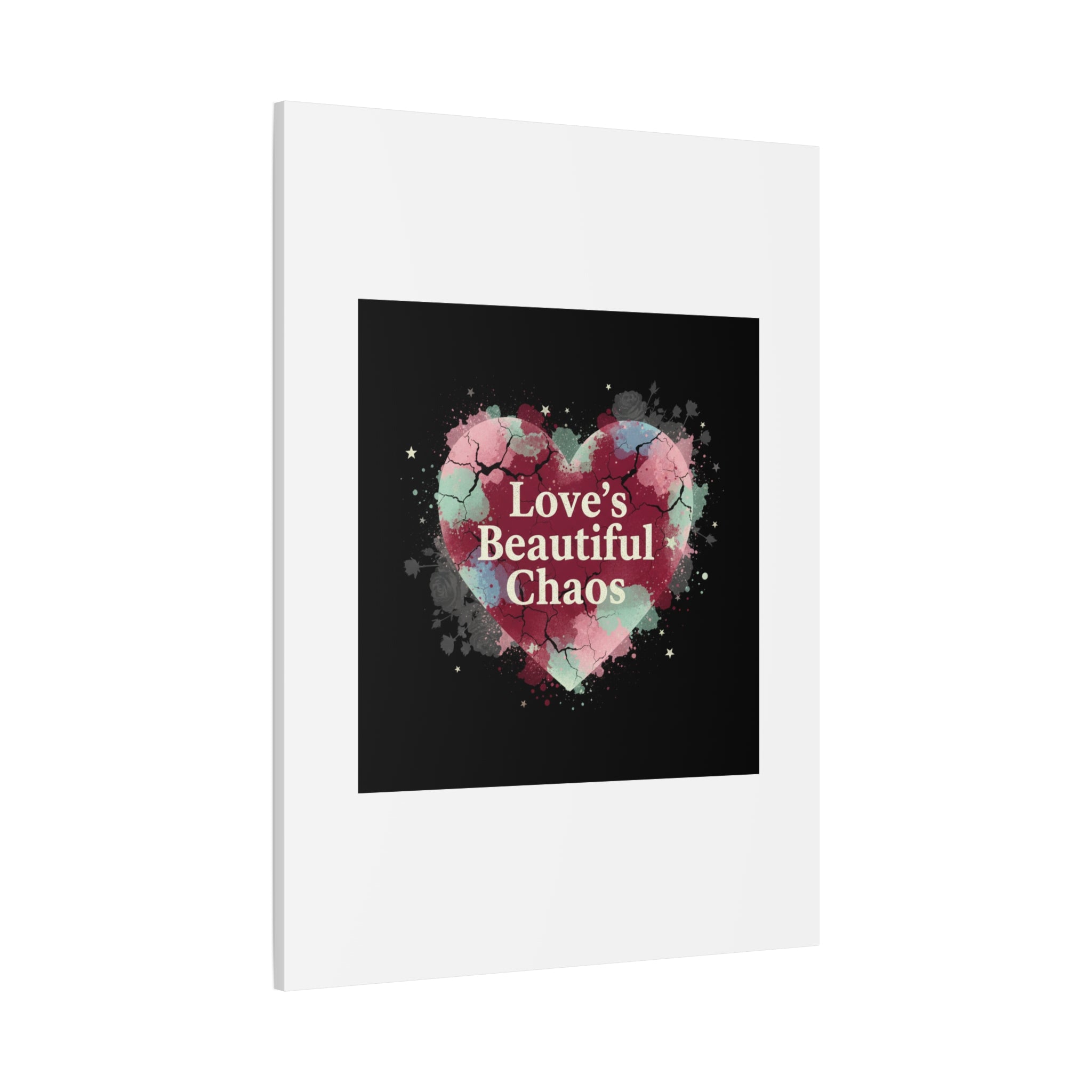 Love's Beautiful Chaos Canvas Print | Soft Grunge Hearts, Distressed Heart Art