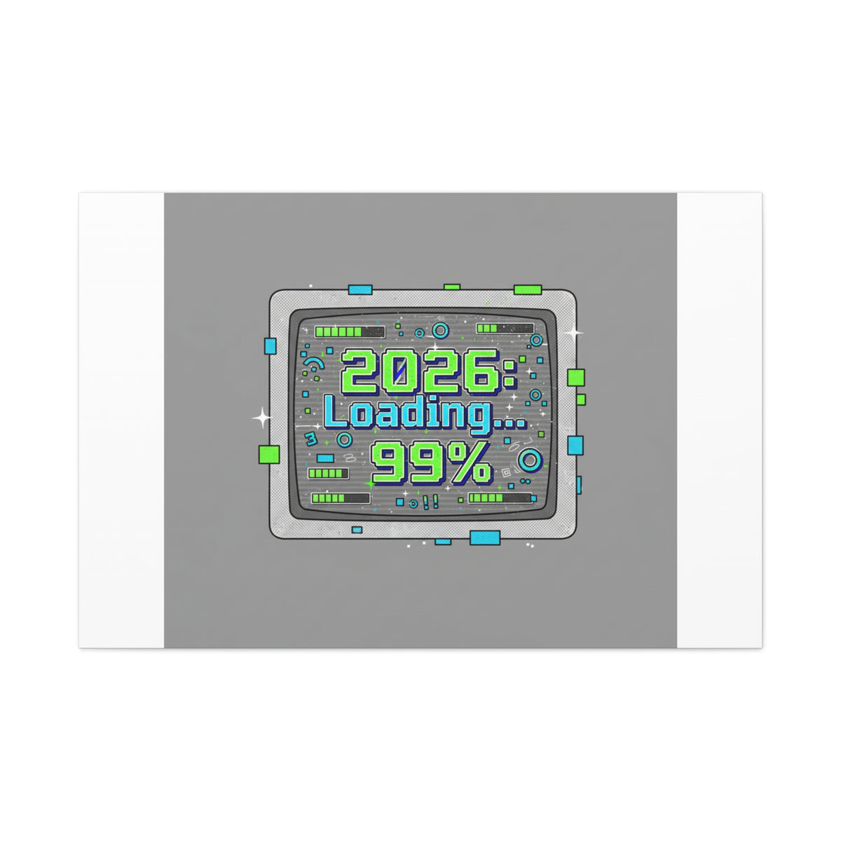 2026 Loading 99% Canvas | NYE countdown, retro system interface