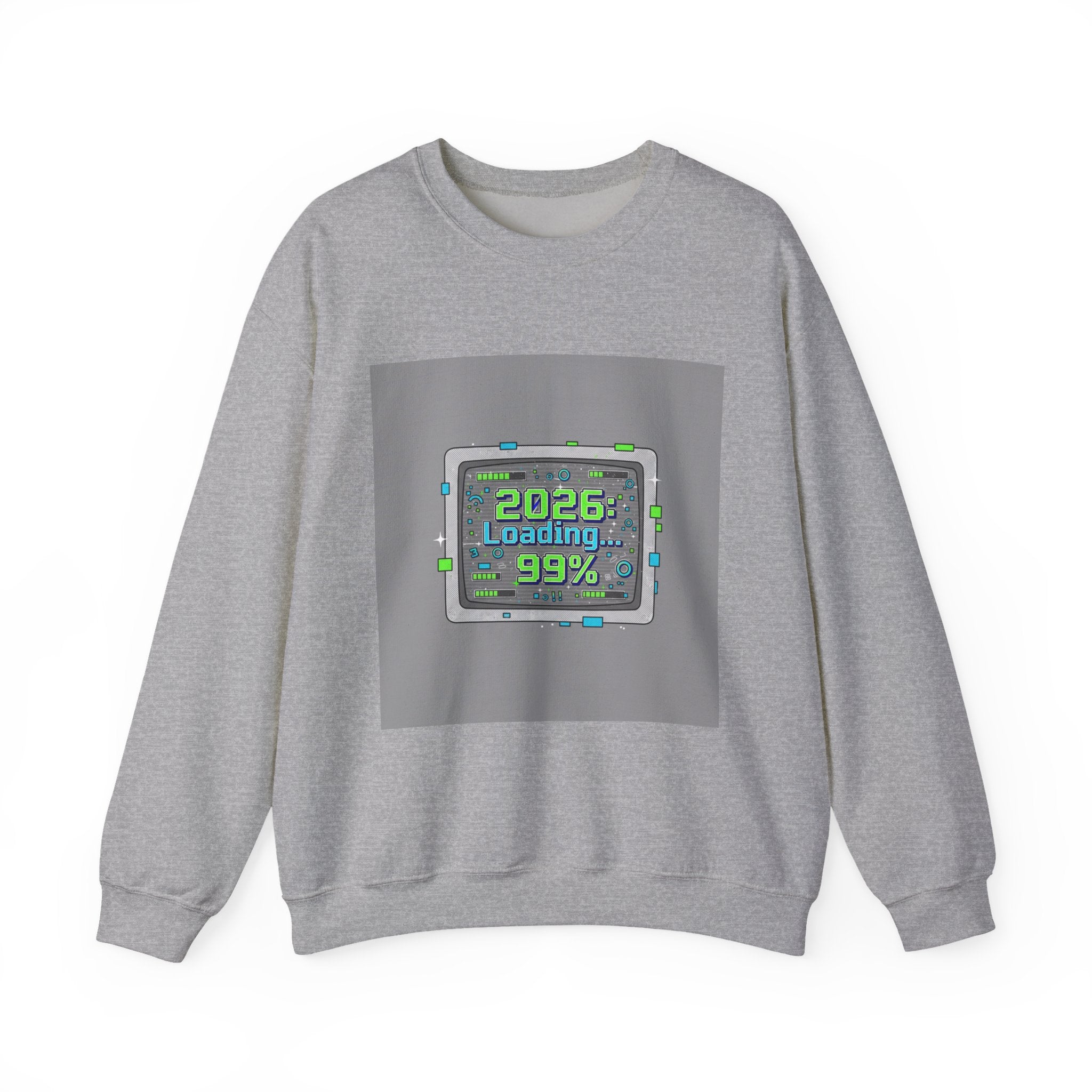 2026 Loading 99% Crewneck Sweatshirt | NYE countdown, retro system UI