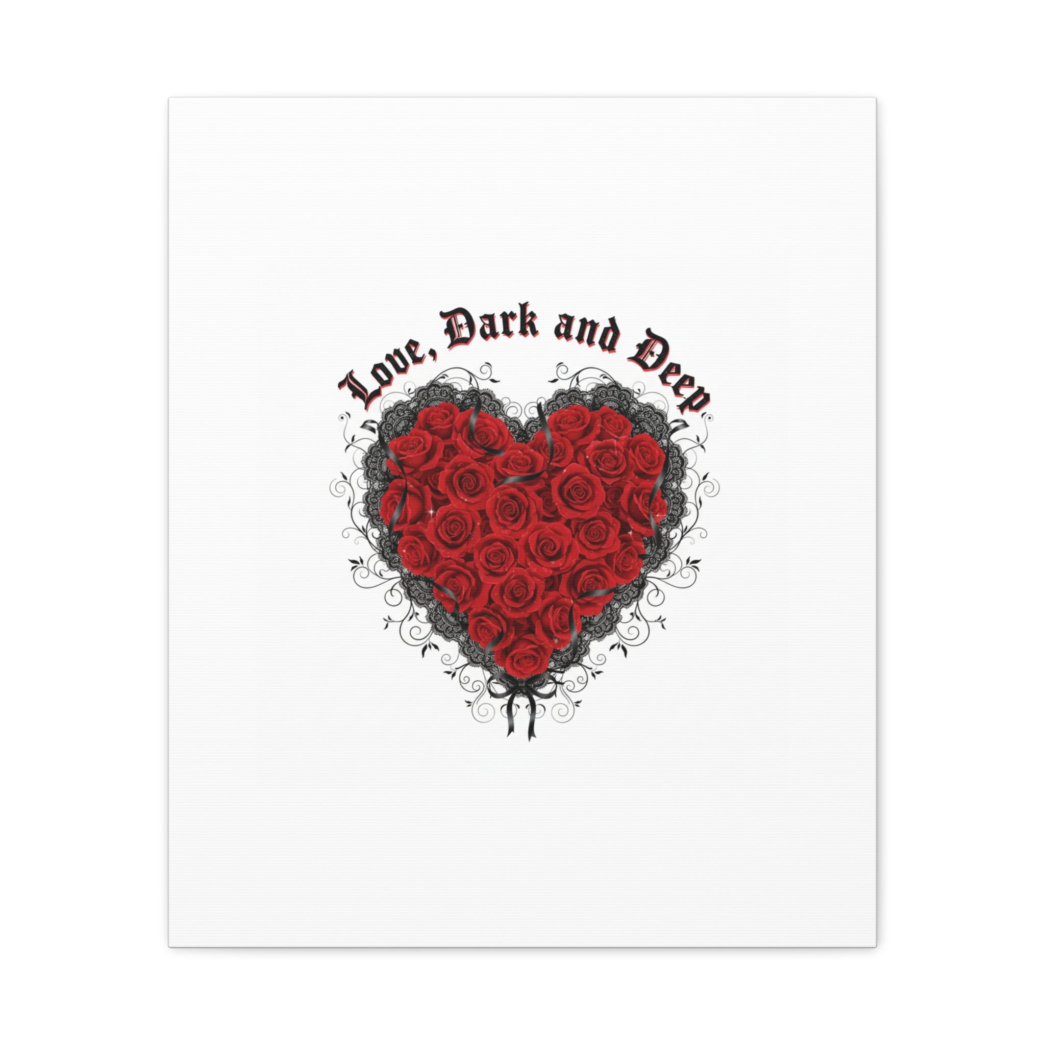 Love Dark and Deep Heart Canvas, Nu Romantic Gothic Romance, 80s Nostalgia