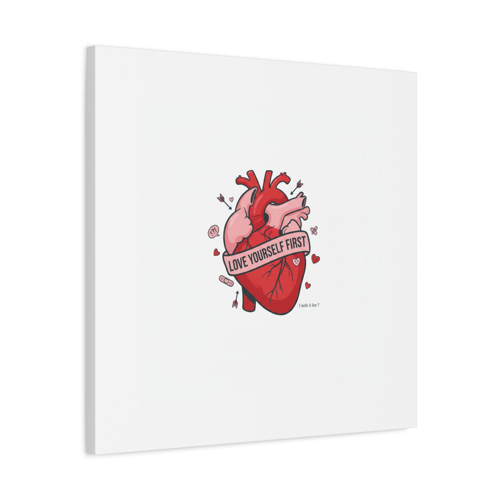 Love Yourself First Canvas, Hearts-with-a-Twist, Anti-Valentine Art