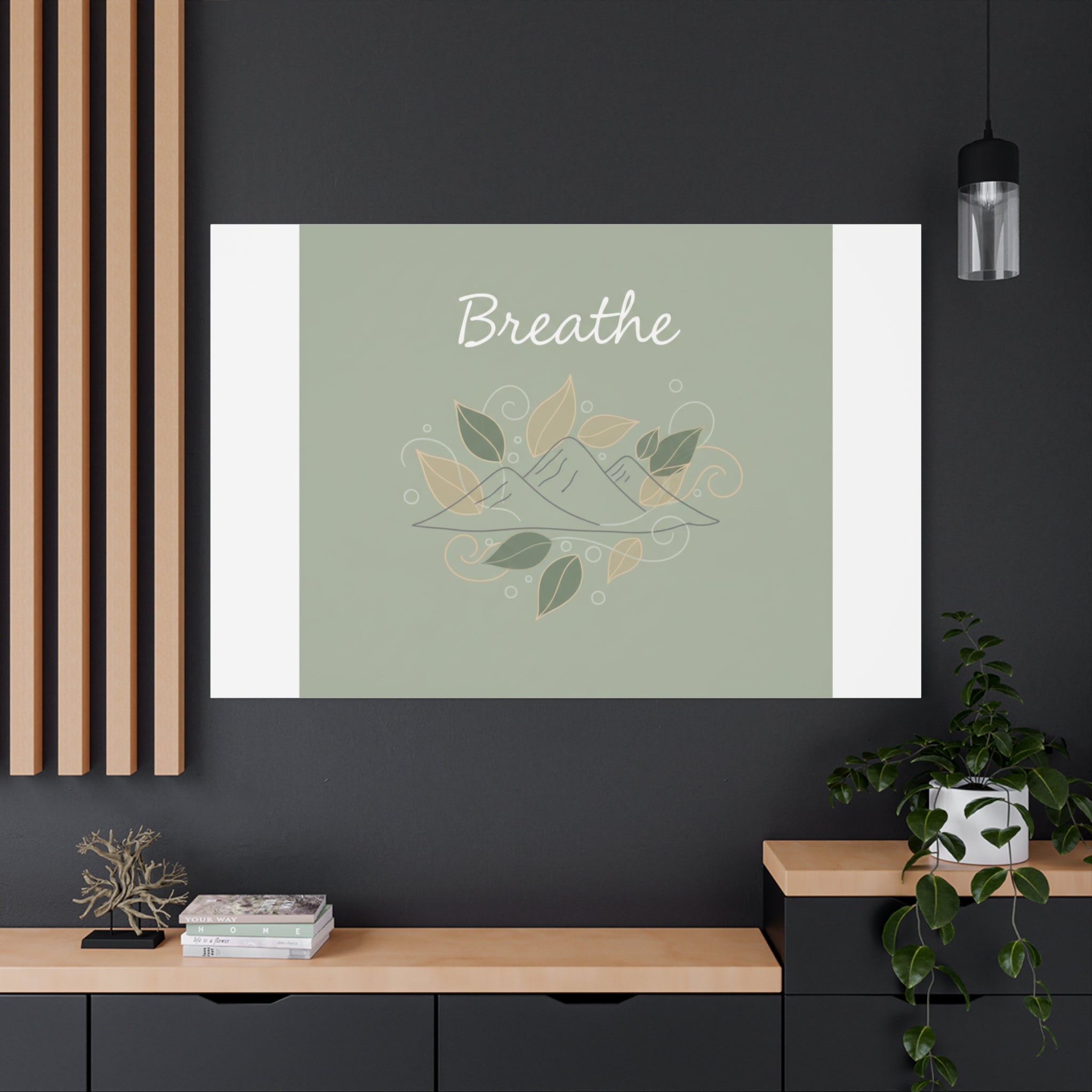 Breathe Mountain Line Canvas | Nature Symbols, Minimal Forest Wall Art