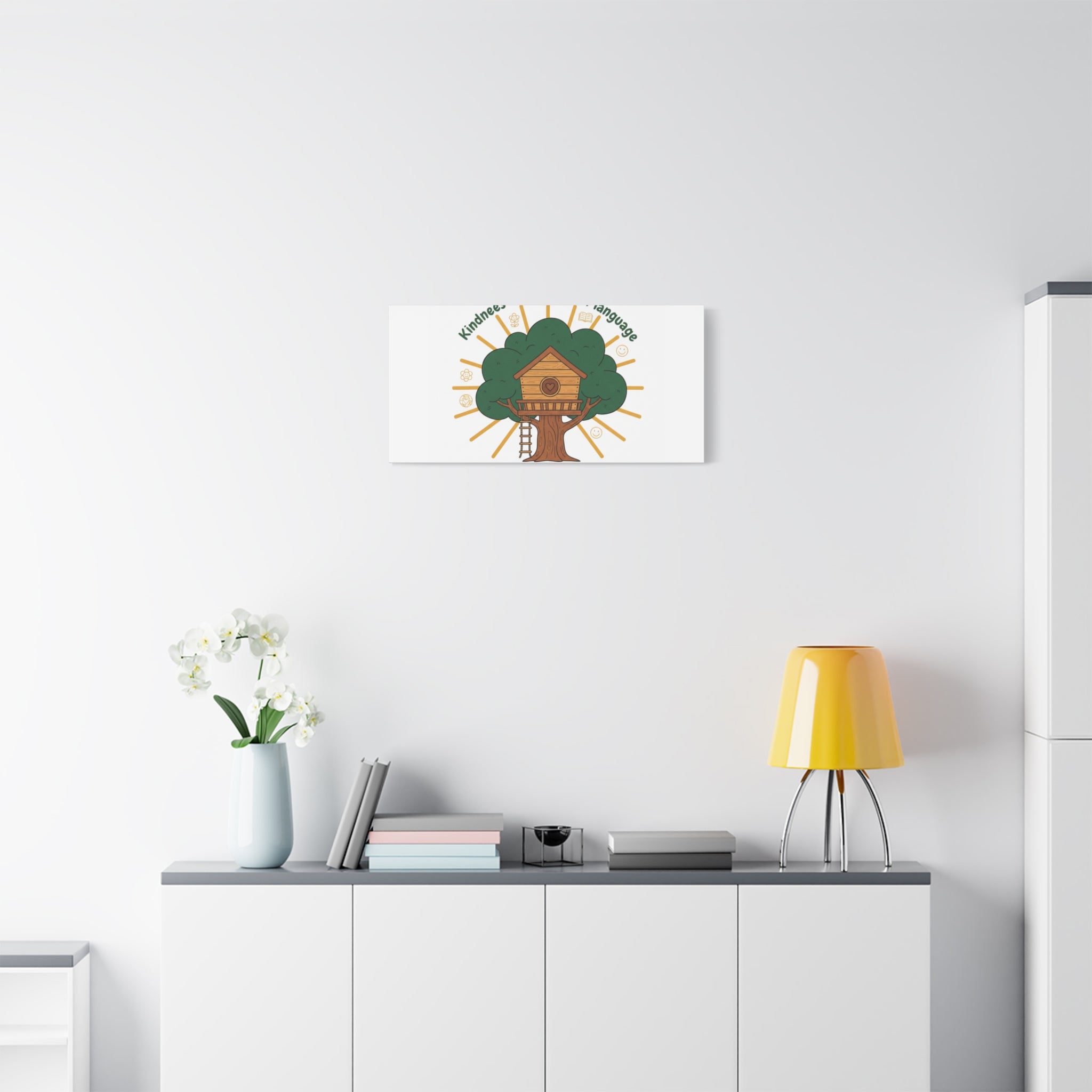 Kindness Is a Universal Language Canvas | Eco Humor, Treehouse Art