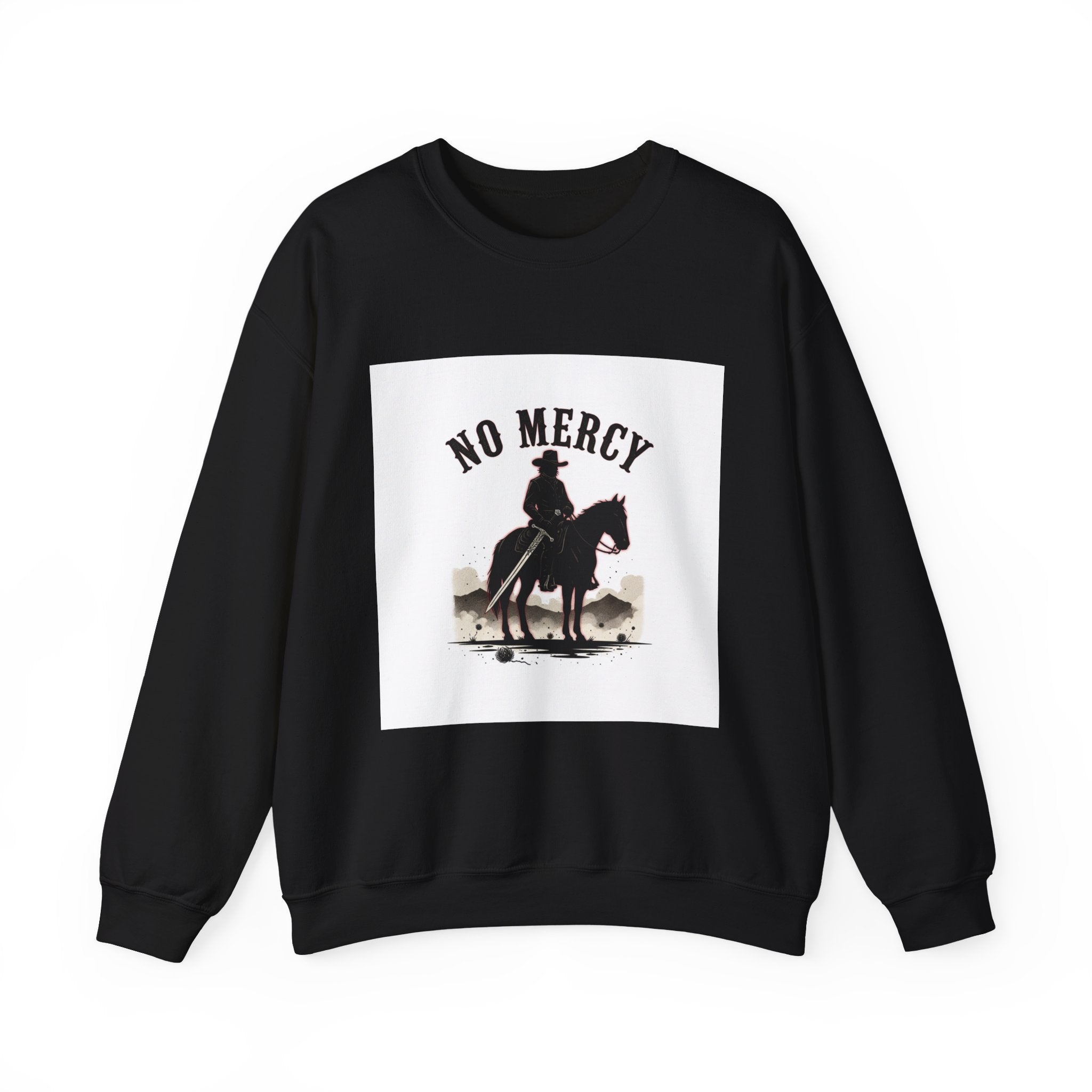 No Mercy cowboy silhouette Sweatshirt | western skull art, gothic Americana