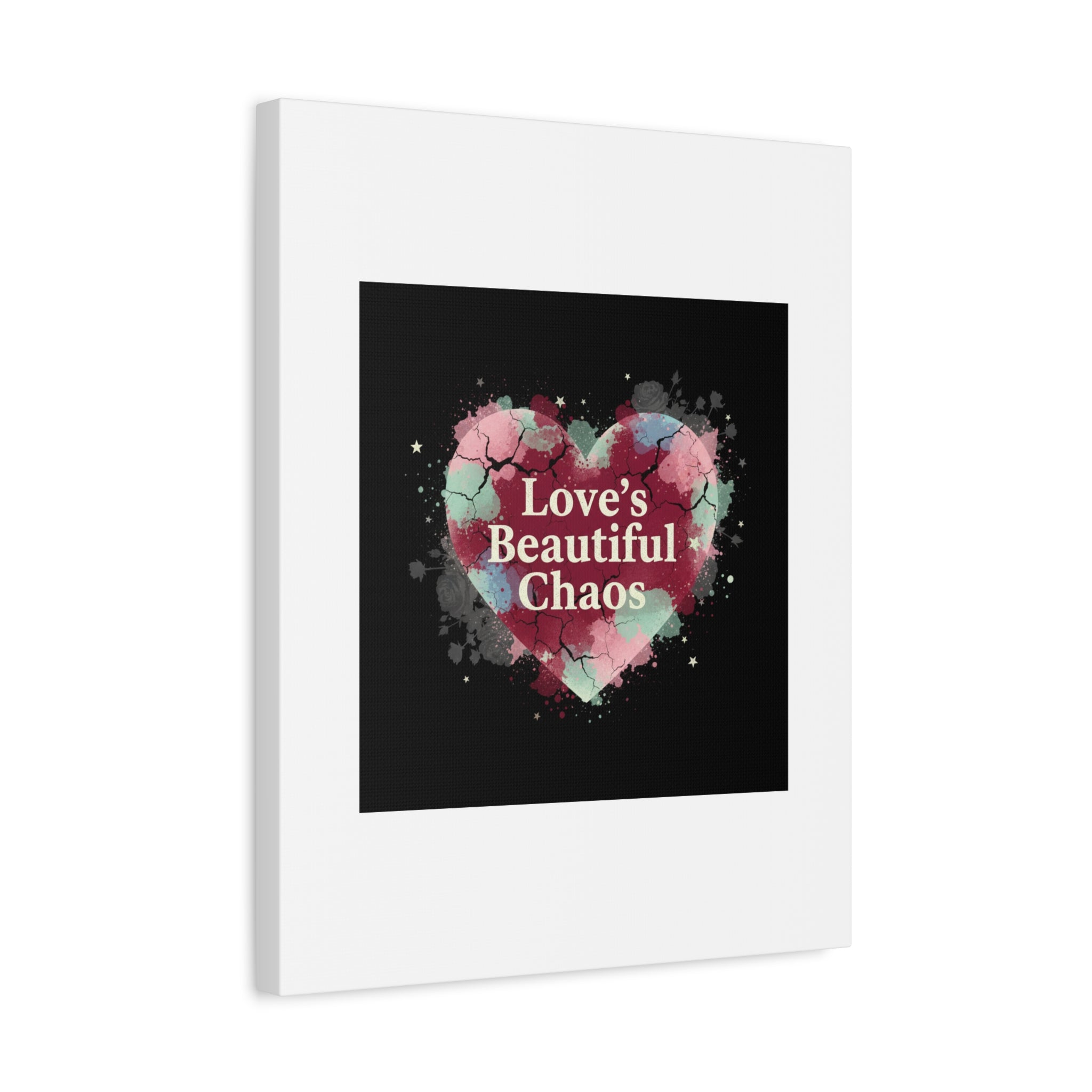 Love's Beautiful Chaos Canvas Print | Soft Grunge Hearts, Distressed Heart Art