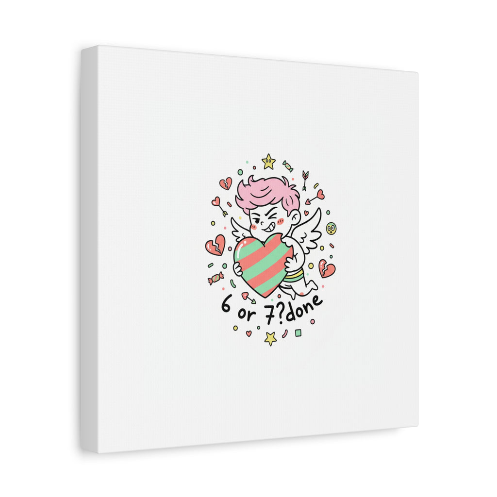 Weird Cupid heart illustration Canvas | Weird Valentine, quirky chaotic love